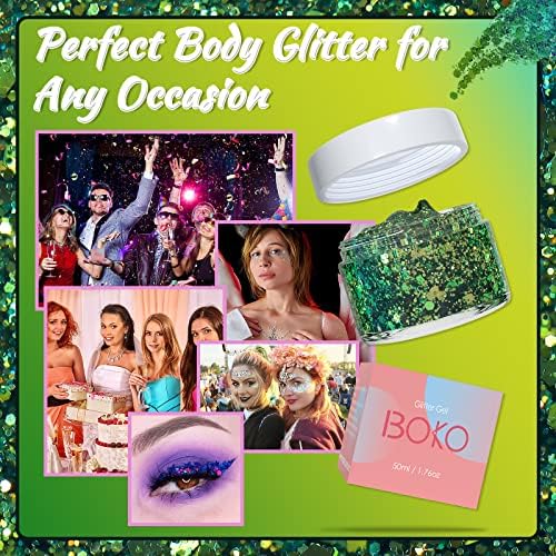 Boko Body Glitter Gel Green 176oz Chameleon Sequins