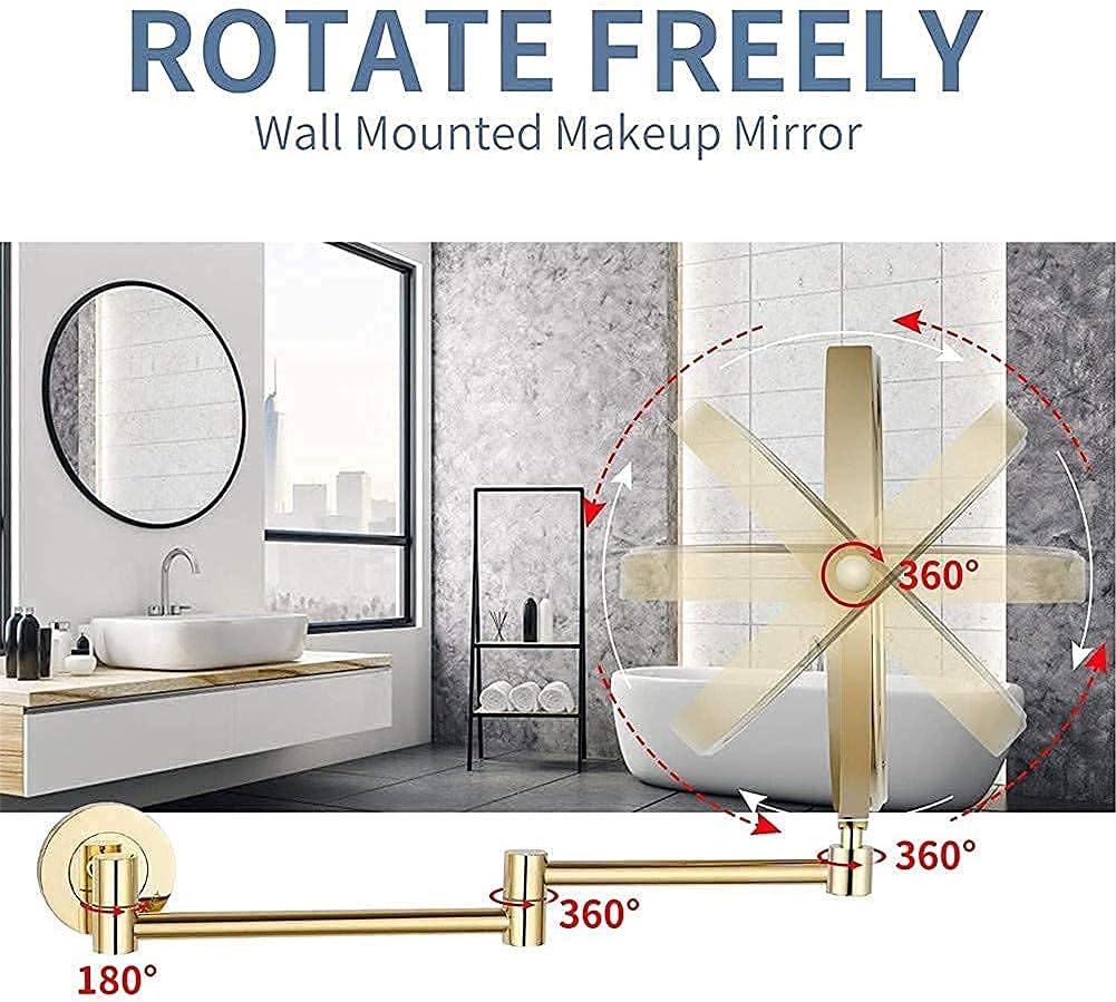 LCARY Wall Mirror with 10X Magnification Gold 1