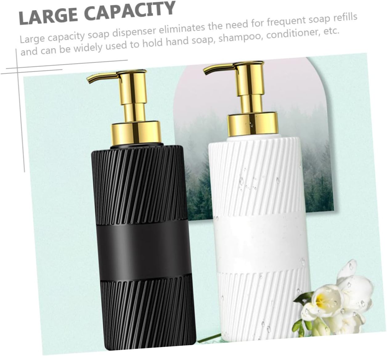Yardenfun 2Pcs Refillable Pump Bottles for Shampoo and Hand Soap