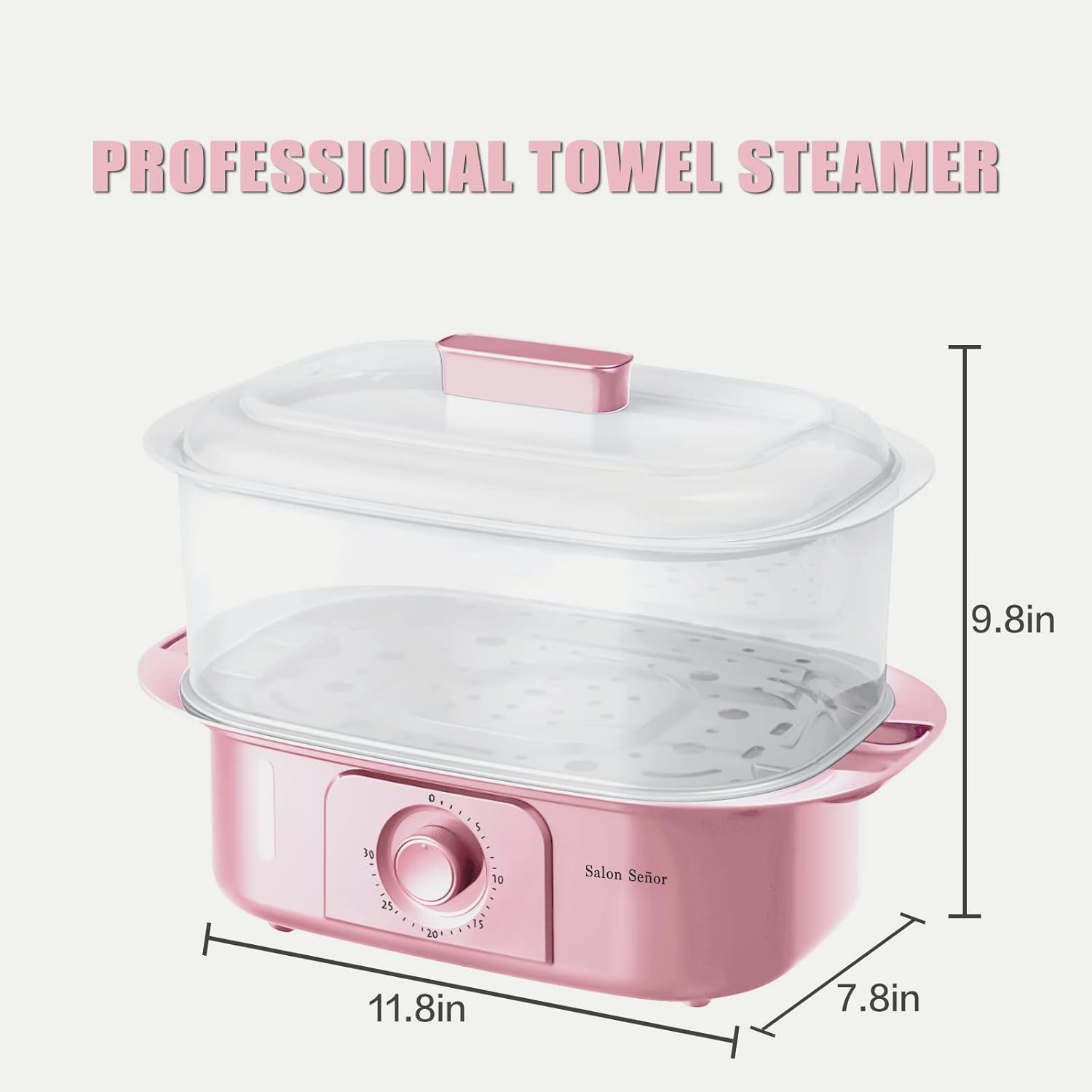 Pink Towel Steamer with Auto Off Timer for Home Spa Use