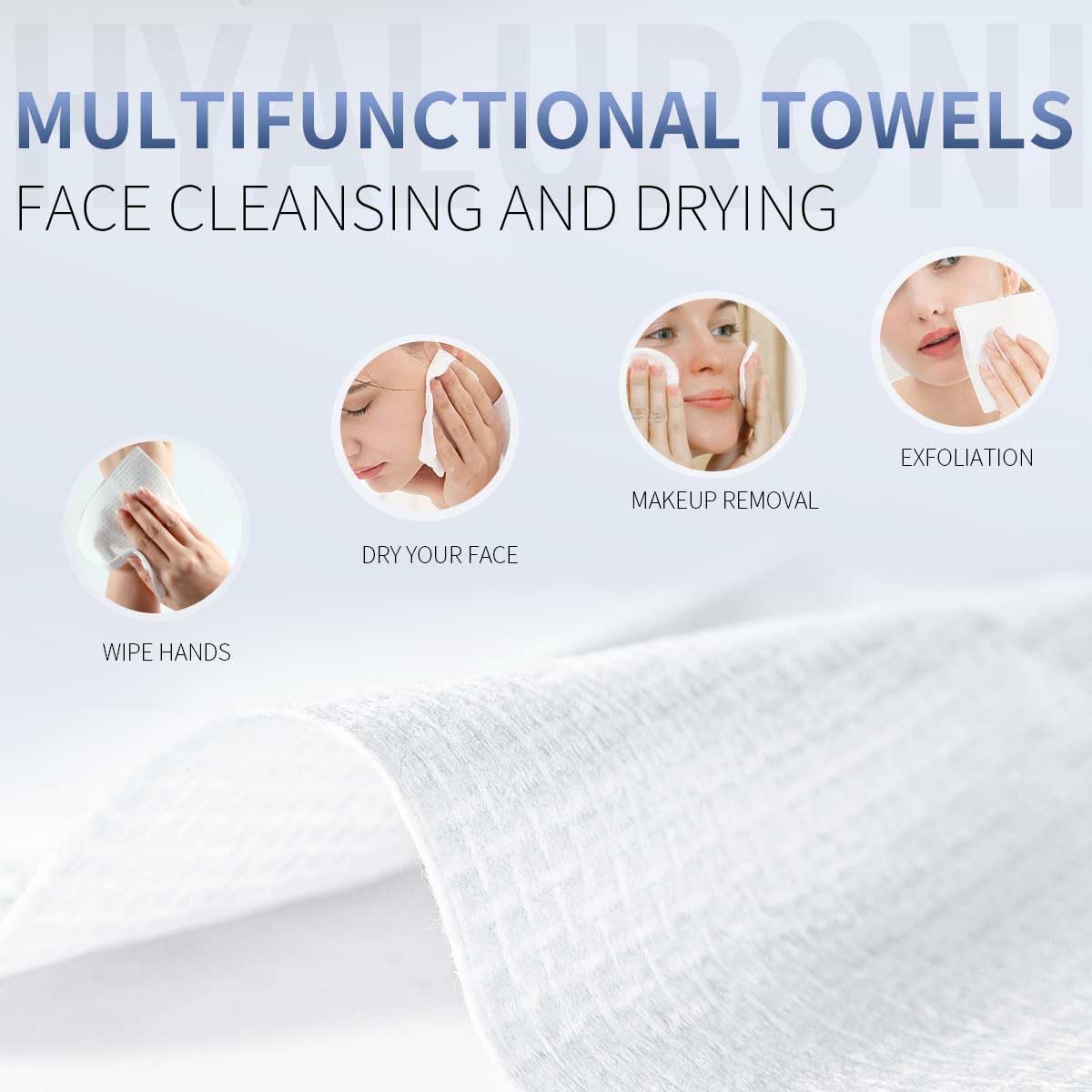 Poplar Pine Valley Hyaluronic Acid Facial Cleaning Towels 50 Ct