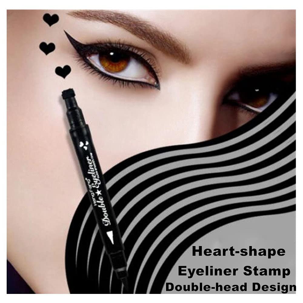 Go Ho 2PCS Waterproof Liquid Eyeliner Stamps Black Red Heart Design