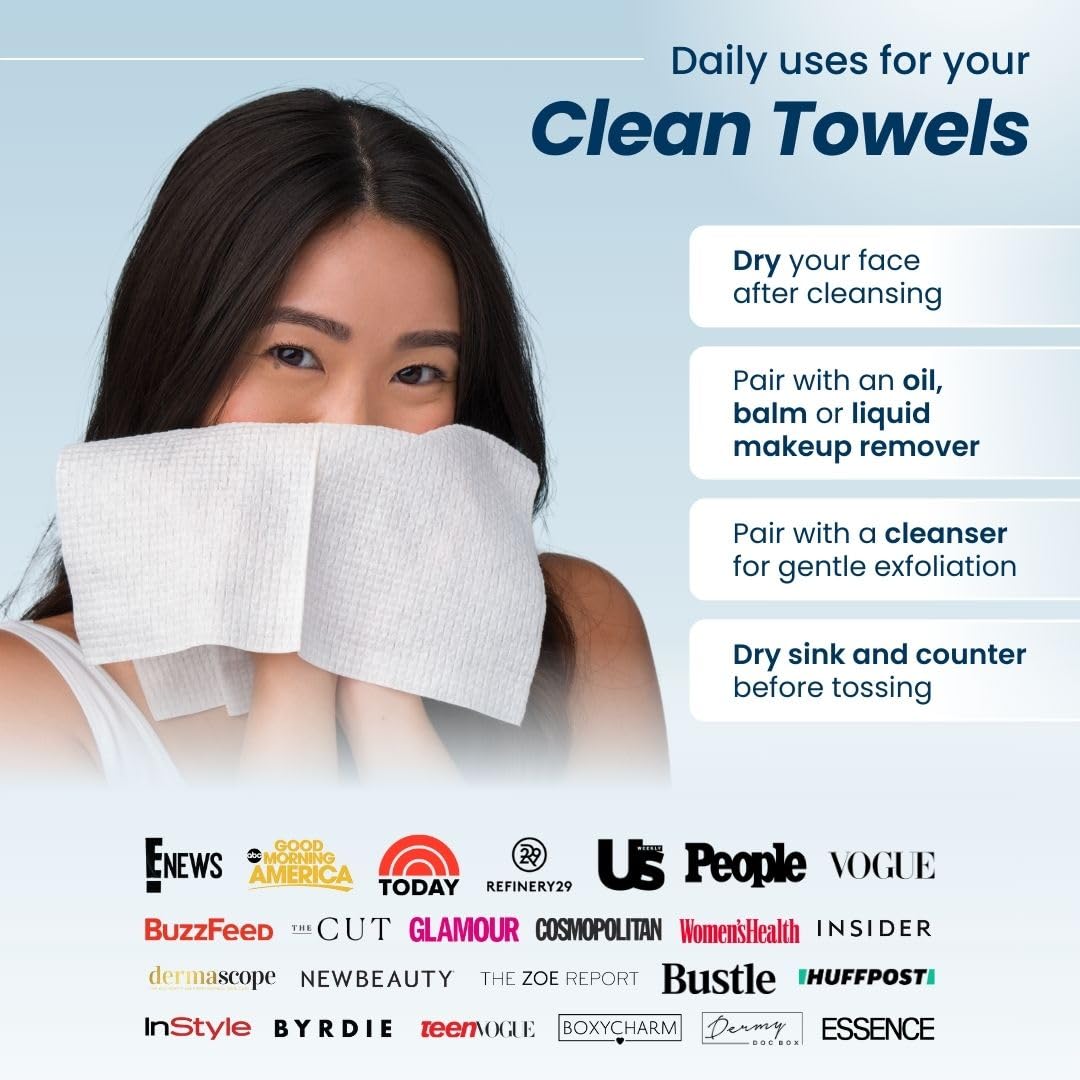 Clean Skin Club XL Face Towels 100 Biobased 50 Ct