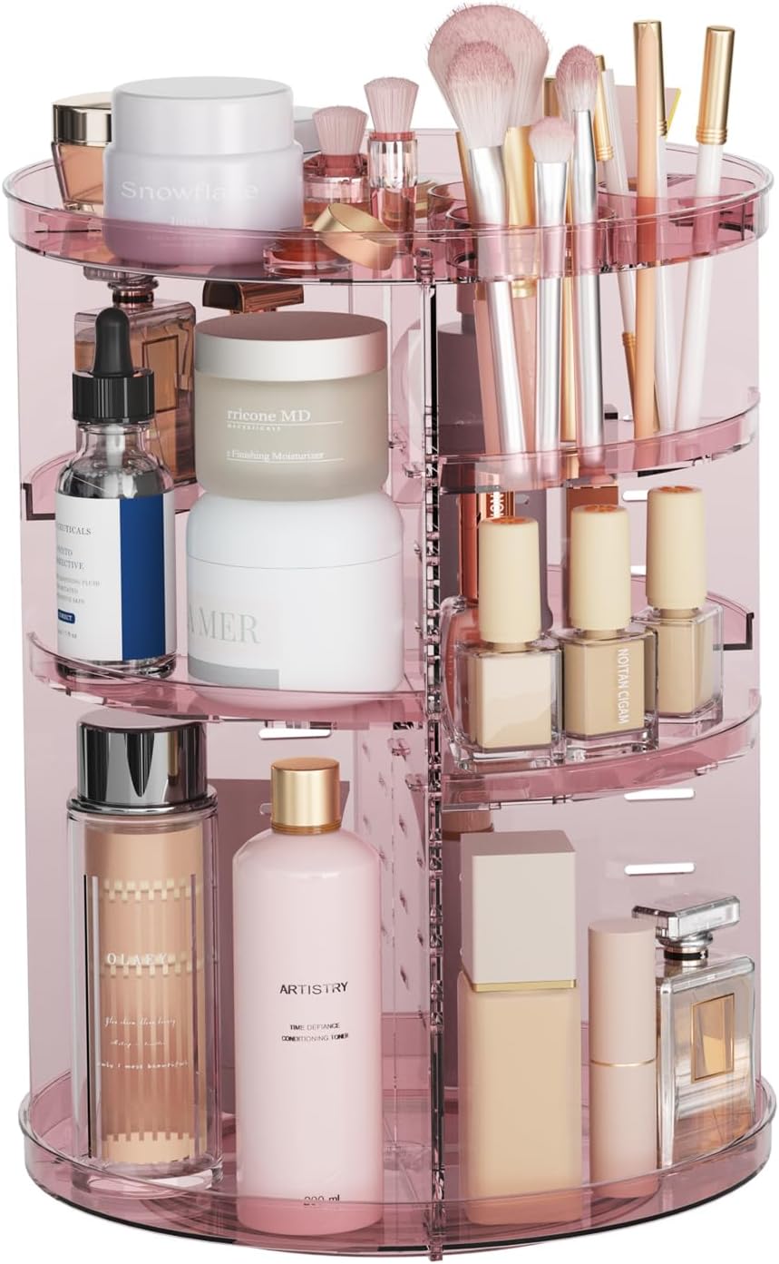 Jiavarry Rotating Makeup Organizer with 8 Adjustable Layers