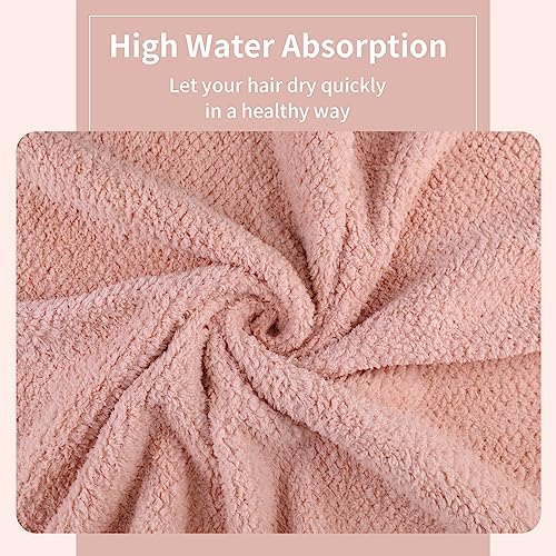 Laojbaba Microfiber Hair Towel 20X40inch Lotus Root Pink