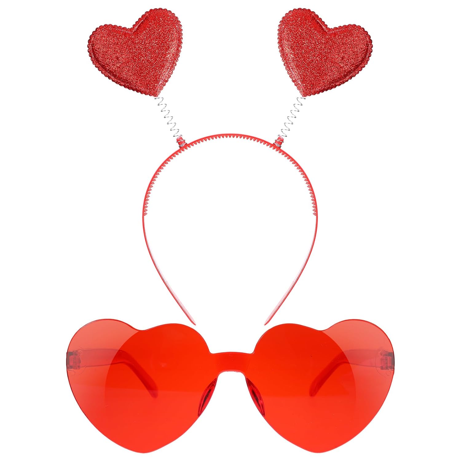 Valentine Heart Headband and Sunglasses Set Red