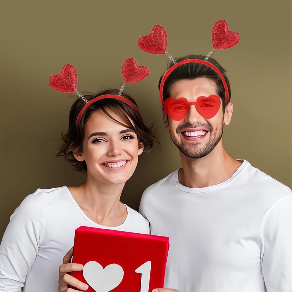 Yhobulis Heart Headband and Glasses Set