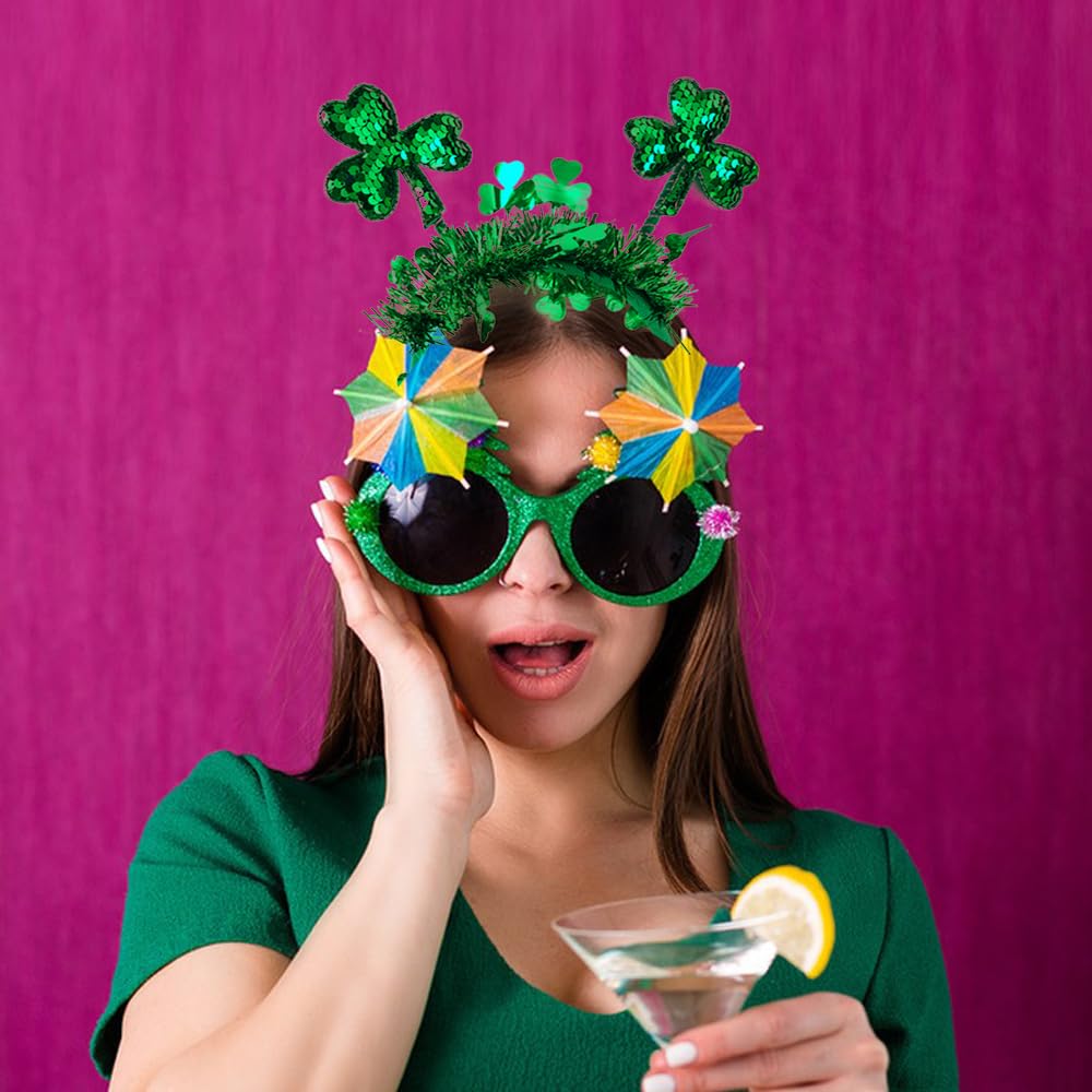 St Patricks Day Green Headbands with Sequin Designs 1 Pack