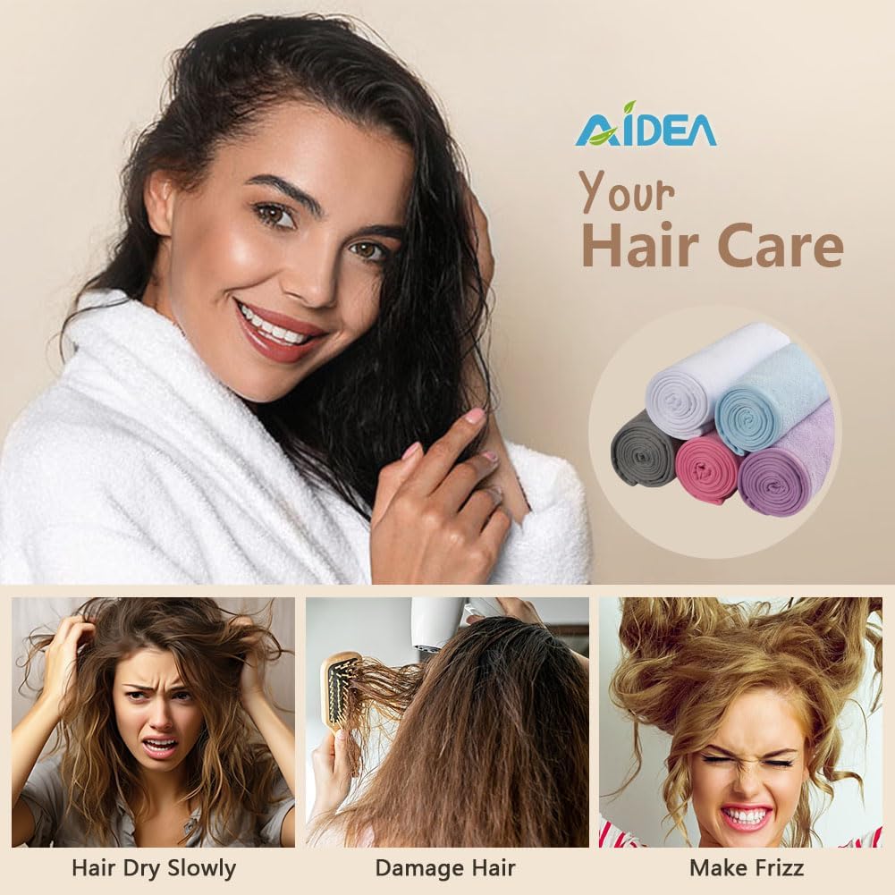 AIDEA Microfiber Hair Towel Wrap 5 Pack
