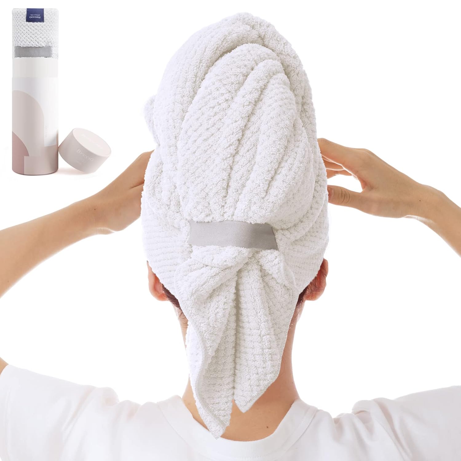 BYCOO Large Microfiber Hair Towel Wrap - White X-Large