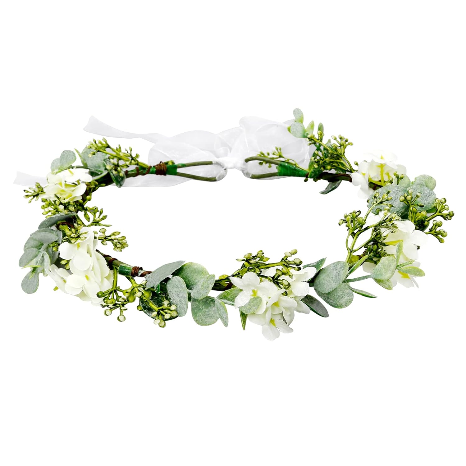 WOVOWOVO Green Leaf Flower Crown for Wedding and Birthday