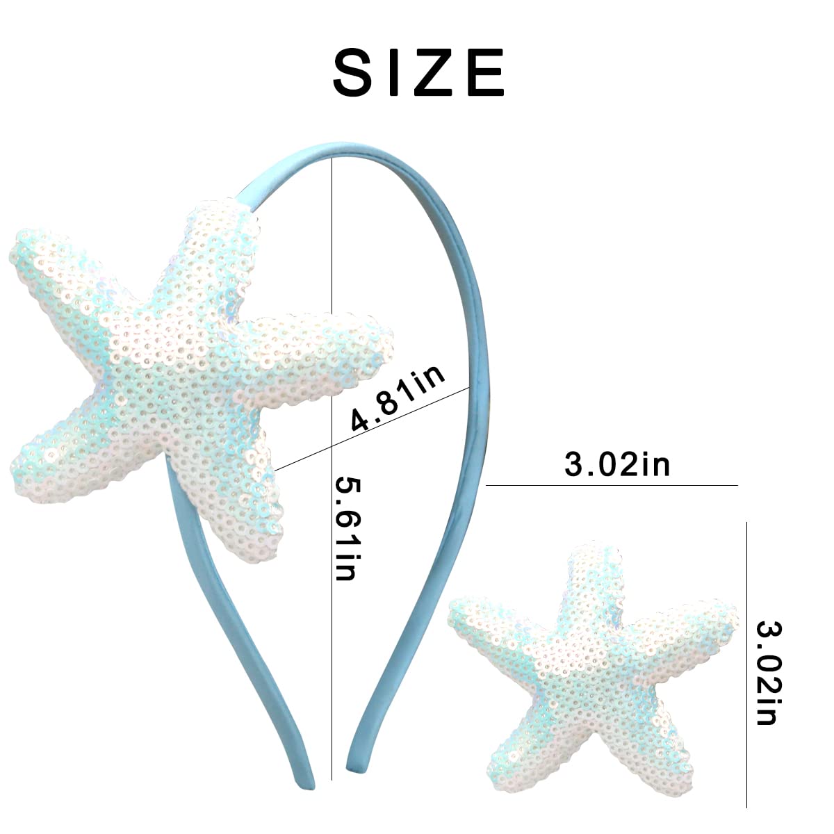 Totelux Blue Starfish Sequins Headband for Women Girls