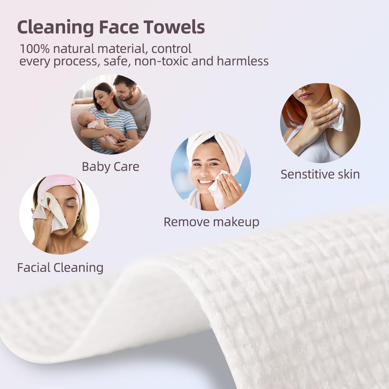 PUPUPE Viscose Biodegradable Face Towels 50 Count 1