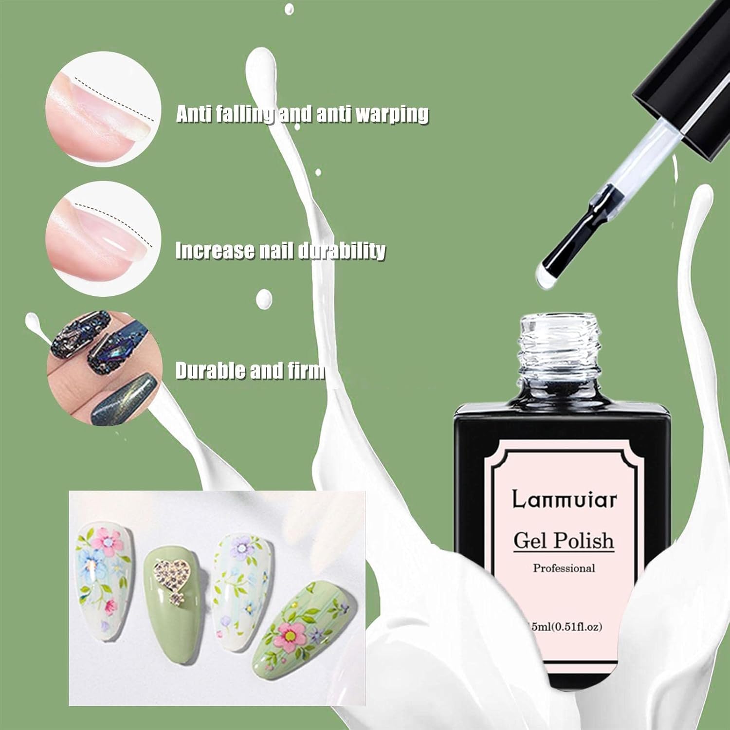 Xiahium Nail Art Tool Kit 15ml Durable Matte Seal Base Glue