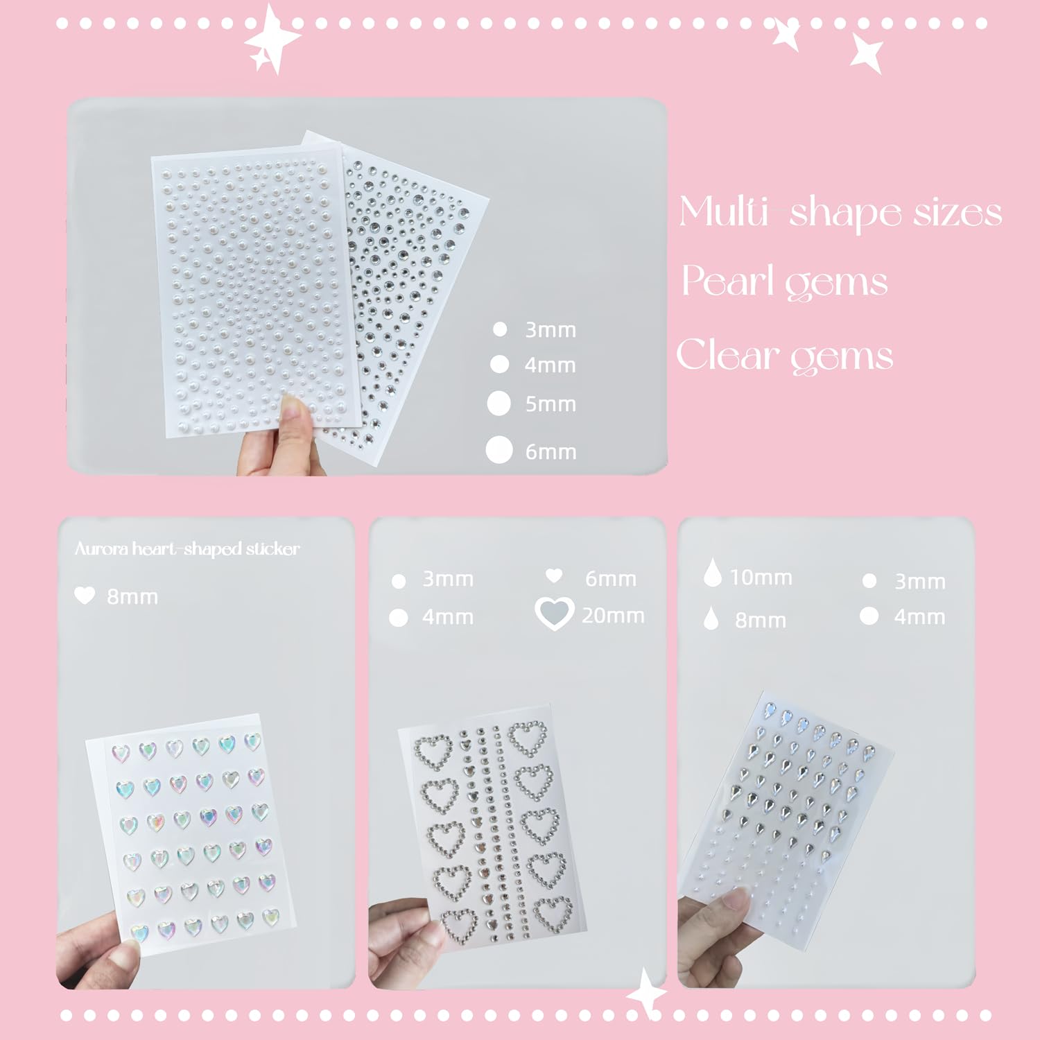 Heart Pearl Face Eye Gems for Makeup and Hair
