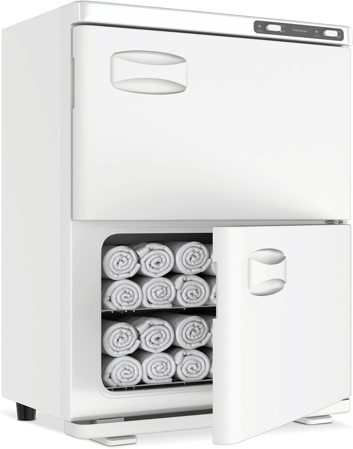 SalonDepot 46L Hot Towel Warmer with Double Cabinets White