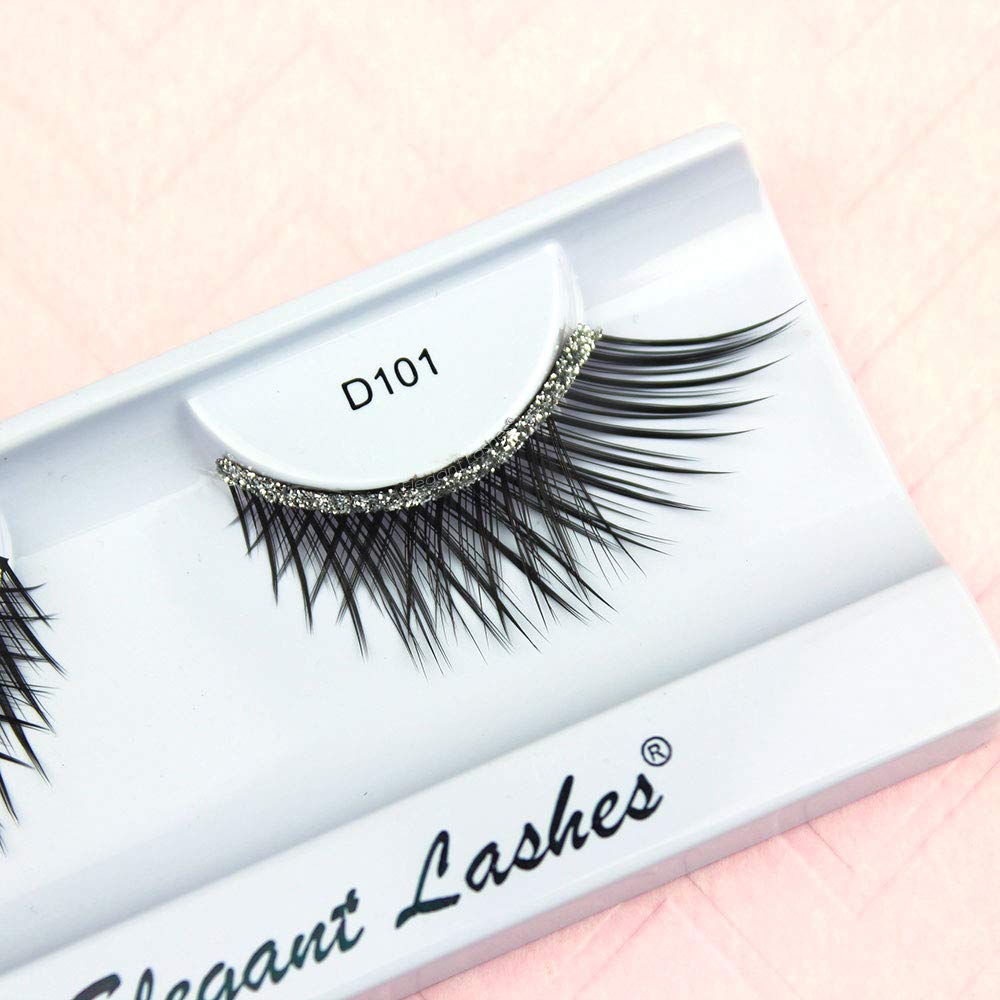 Elegant Lashes D101 Criss-Cross False Eyelashes with Silver Glitter Band