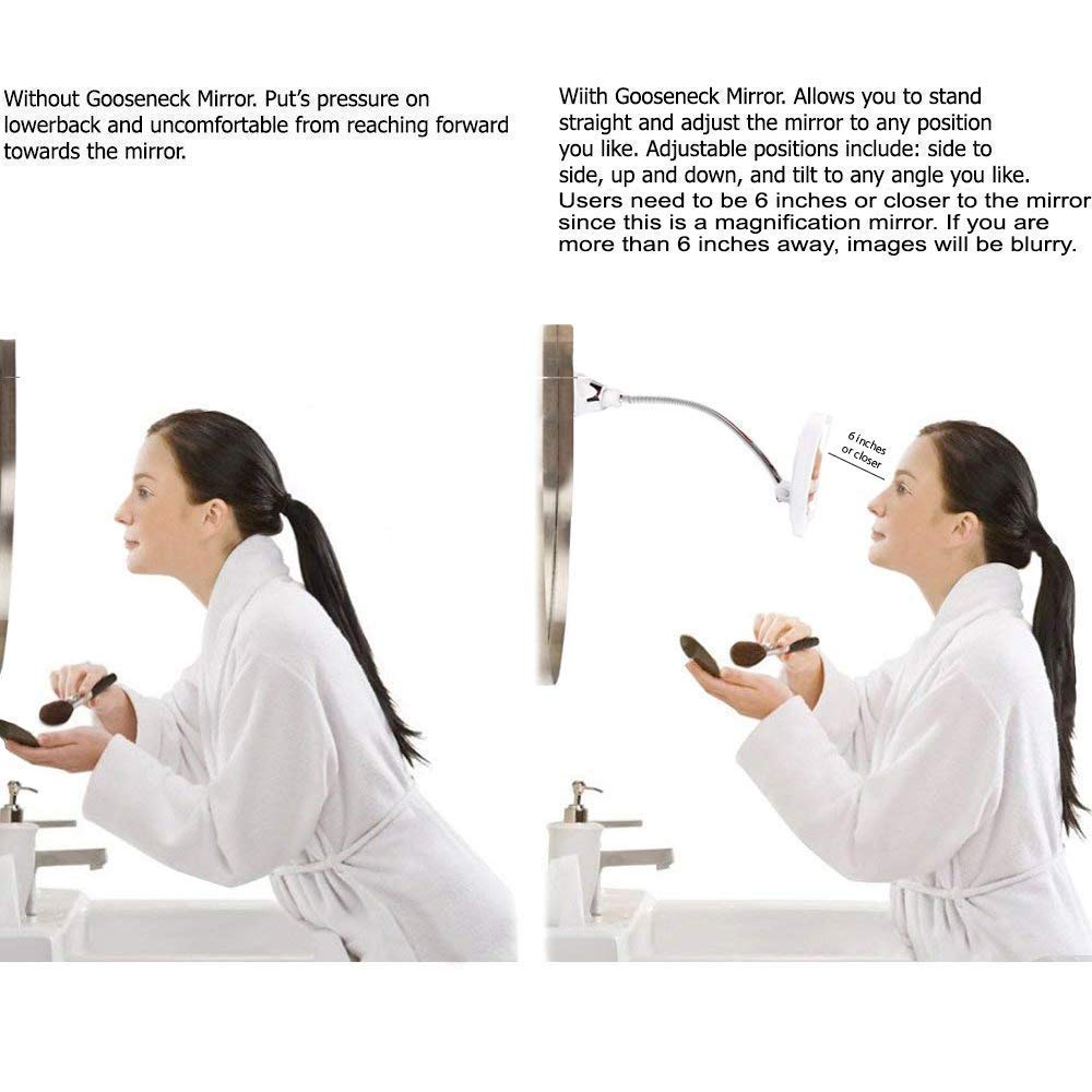 SunplusTrade 7x Magnification Makeup Mirror with LED Lights and Flexible Gooseneck