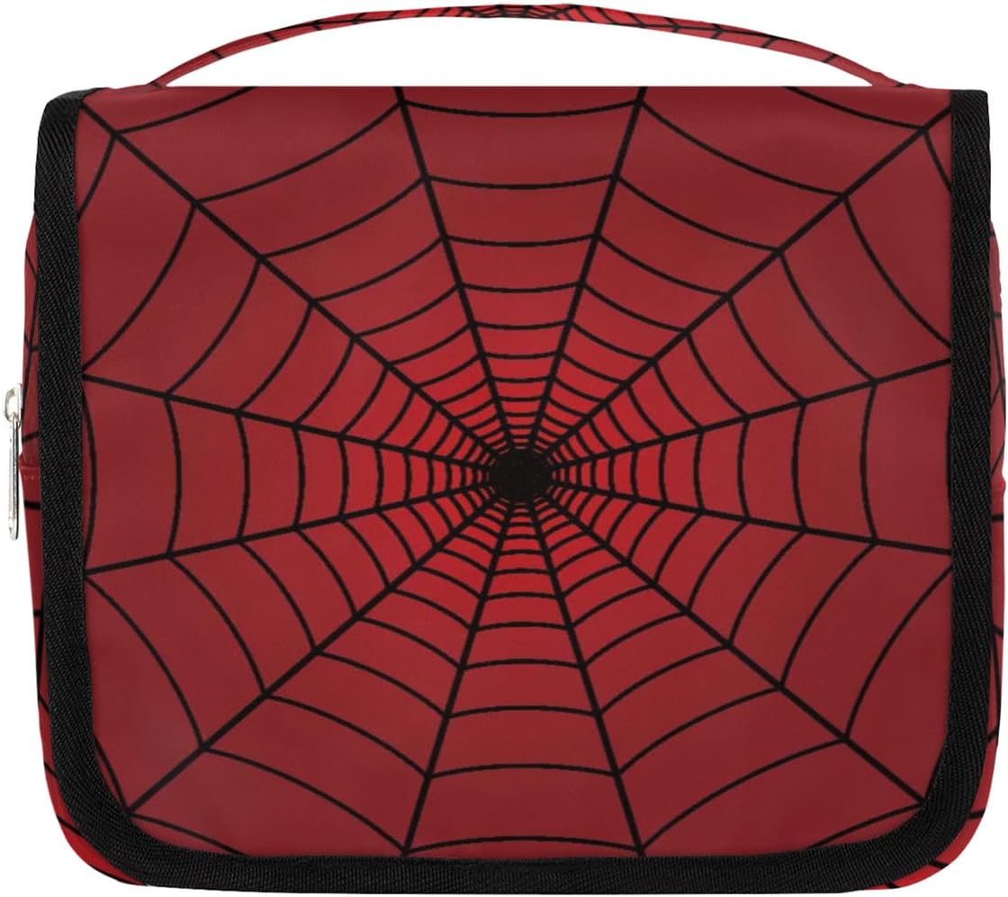 Red Web Hanging Travel Toiletry Bag with Sturdy Hook