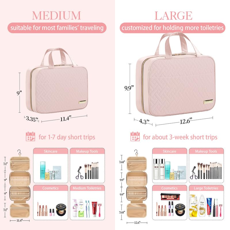 HOTOR Travel Toiletry Bag - Spacious Waterproof for Women Men