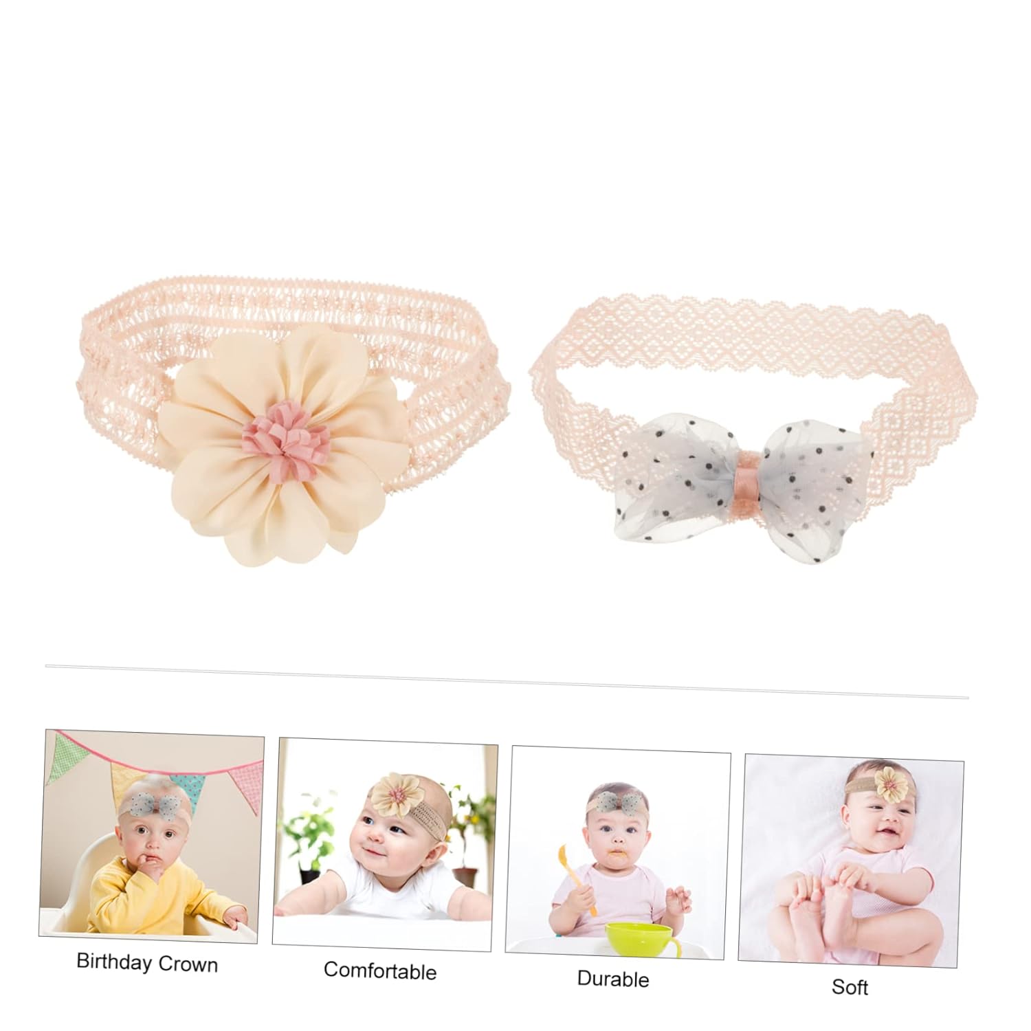 SUPVOX 3pcs Bowknot Flower Hairband Set for Kids