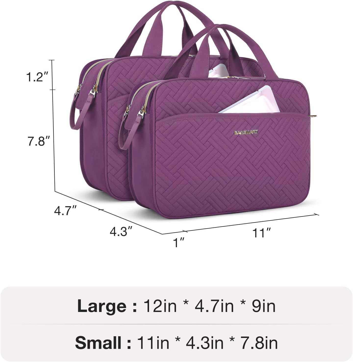 BAGSMART Large Toiletry Bag - Water-resistant Makeup Organizer for Travel