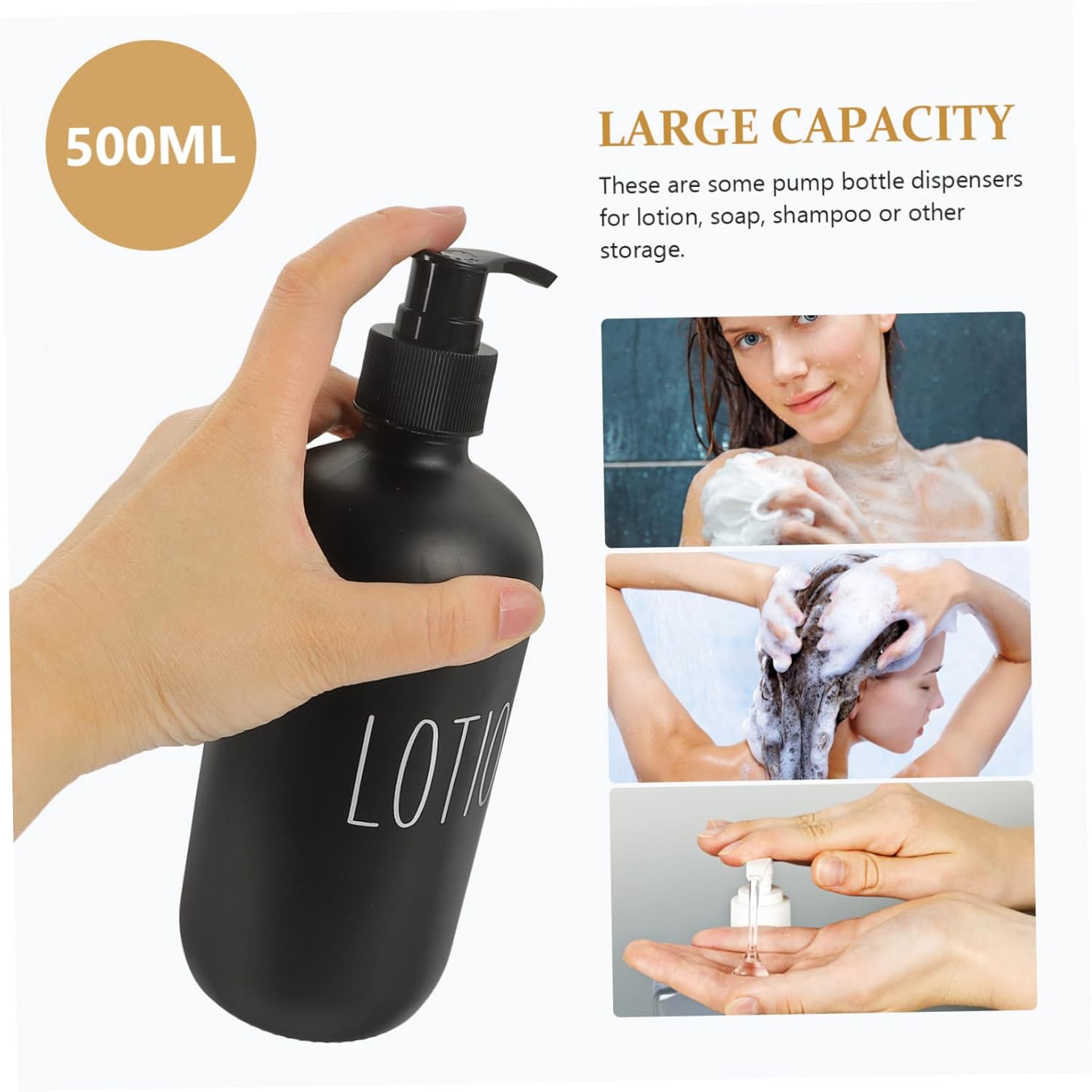 HAKIDZEL 2Pcs Refillable Shampoo Pump Dispenser 1