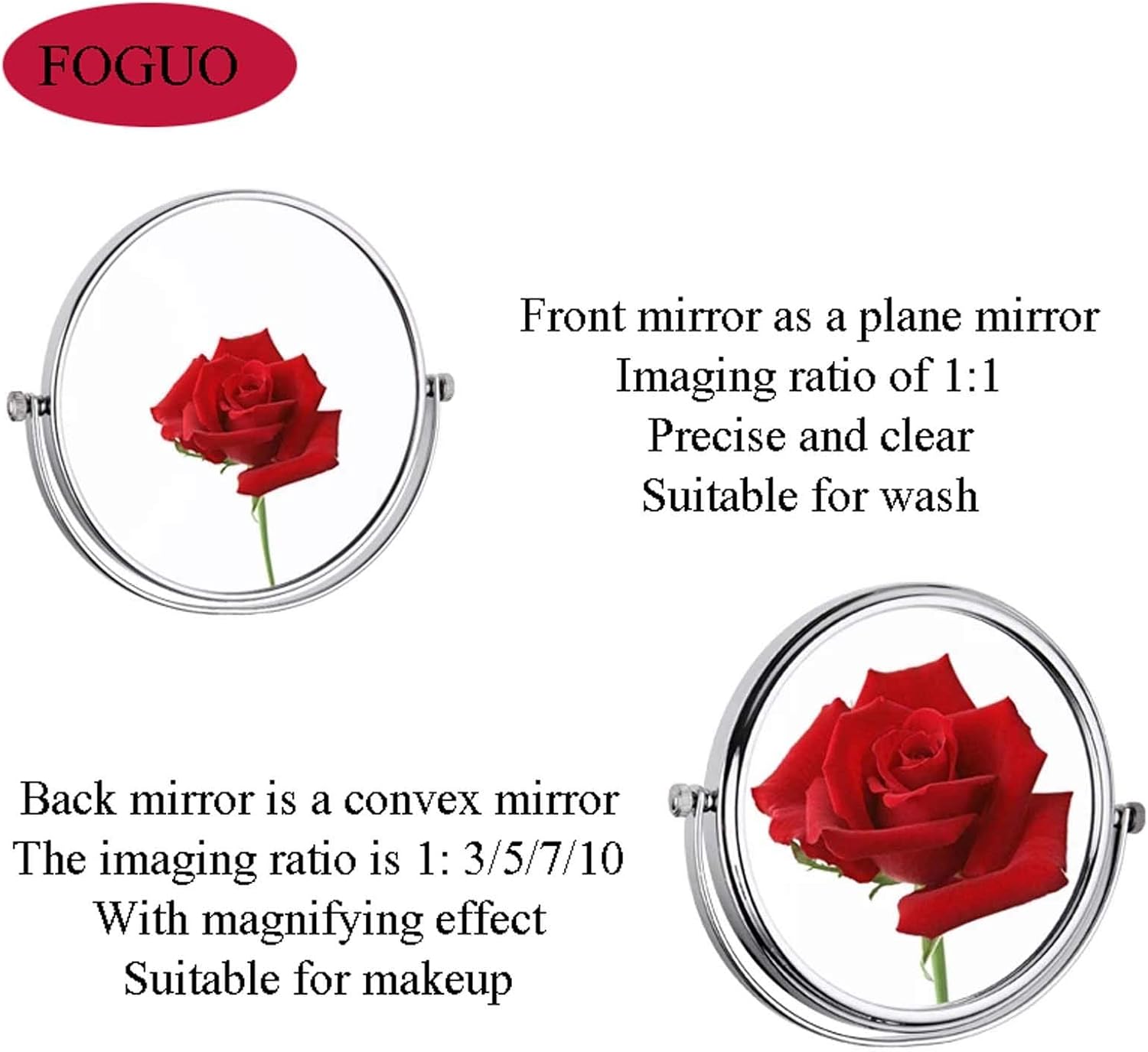 DEIHGE 8 Inch Double Sided Makeup Mirror with 360 Swivel and Magnification