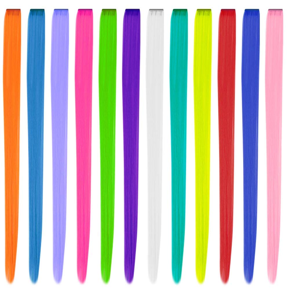 YaFex 12 Pcs Rainbow Clip In Hair Extensions