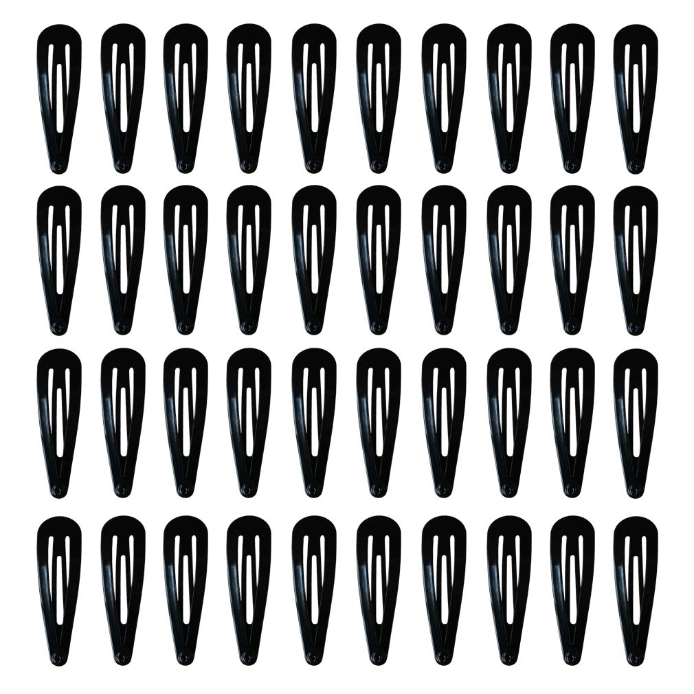 40 Pack Black 2 Inch Metal Snap Barrettes