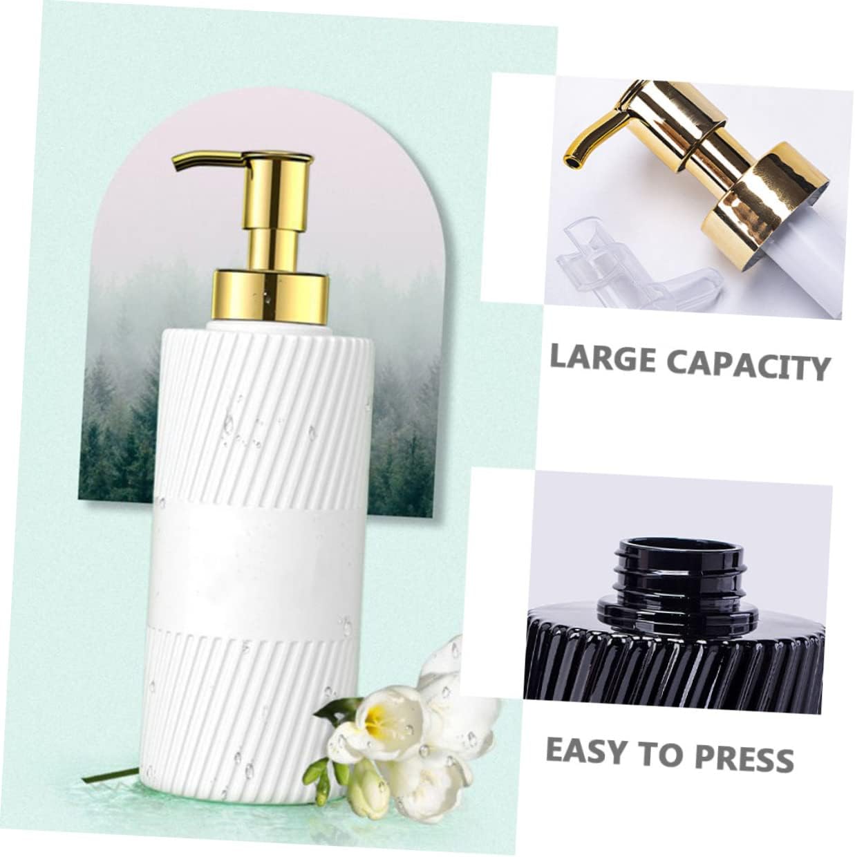 Yardenfun 2Pcs Refillable Pump Bottles for Shampoo and Hand Soap