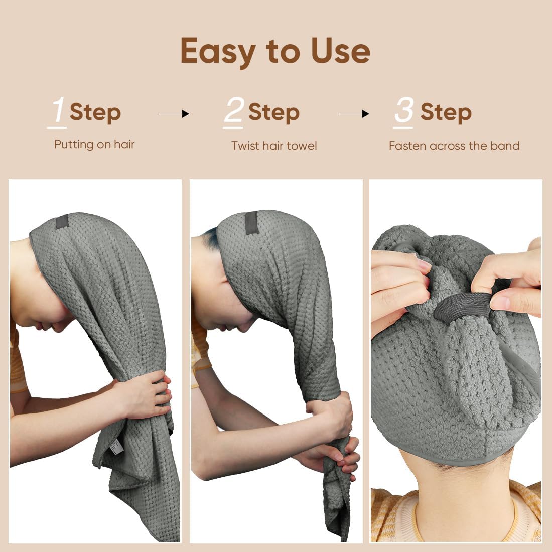 HOMEXCEL 5 Pack Microfiber Hair Towel Wrap for Women