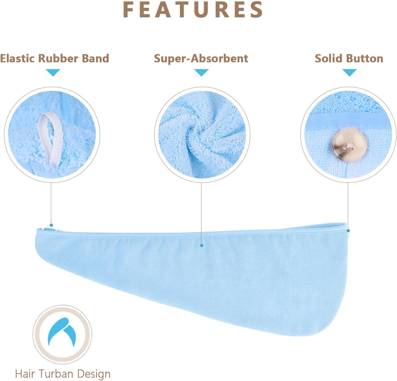AIDEA Microfiber Hair Towel Wrap 5 Pack