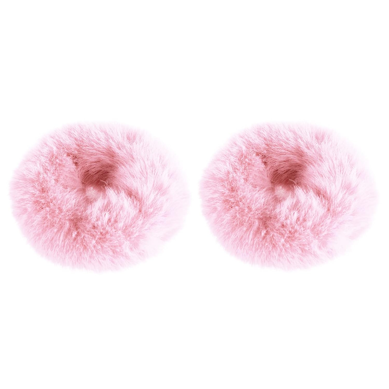 Mljsh 2PCS Pink Pom Pom Fuzzy Scrunchies