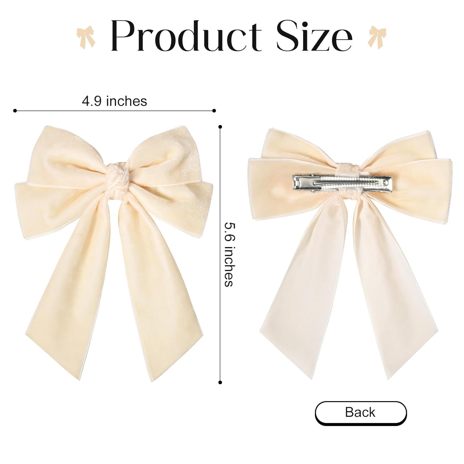 2PCS Velvet Hair Bow Clips for Women Girls Fall Kids Teens
