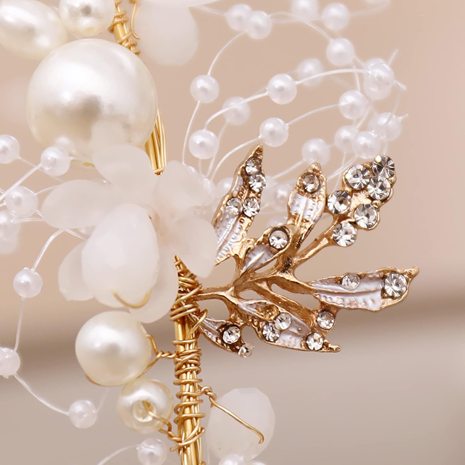 Binrina Hairband - Elegant Pearl Crystal Flower Headpiece for Princess Bridesmaid