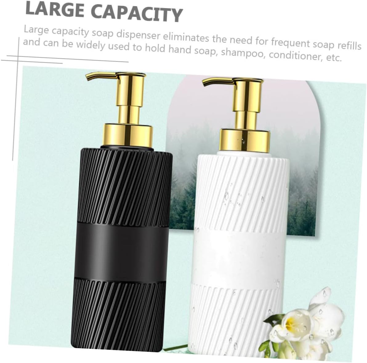 GLEAVI 2Pcs Refillable Shampoo Pump Bottles for Shampoo and Lotion