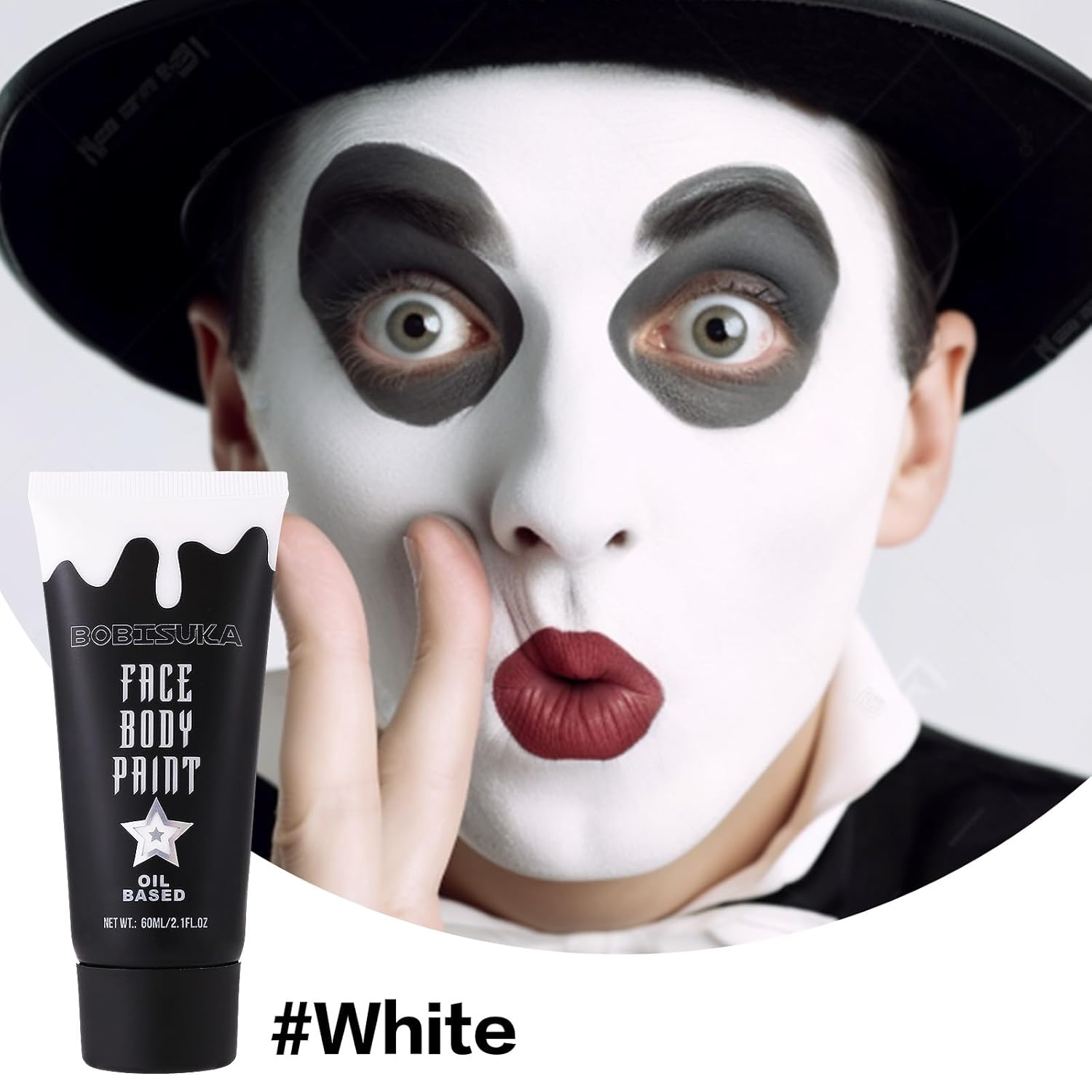 BOBISUKA White Face Paint Blendable Cream for Halloween and Cosplay