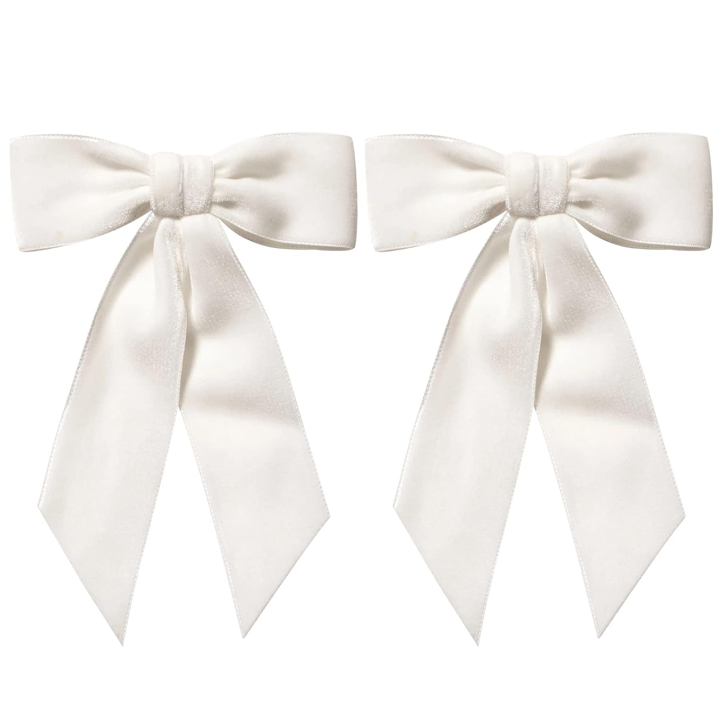 2PCS White Velvet Hair Bows Clips for Girls and Kids