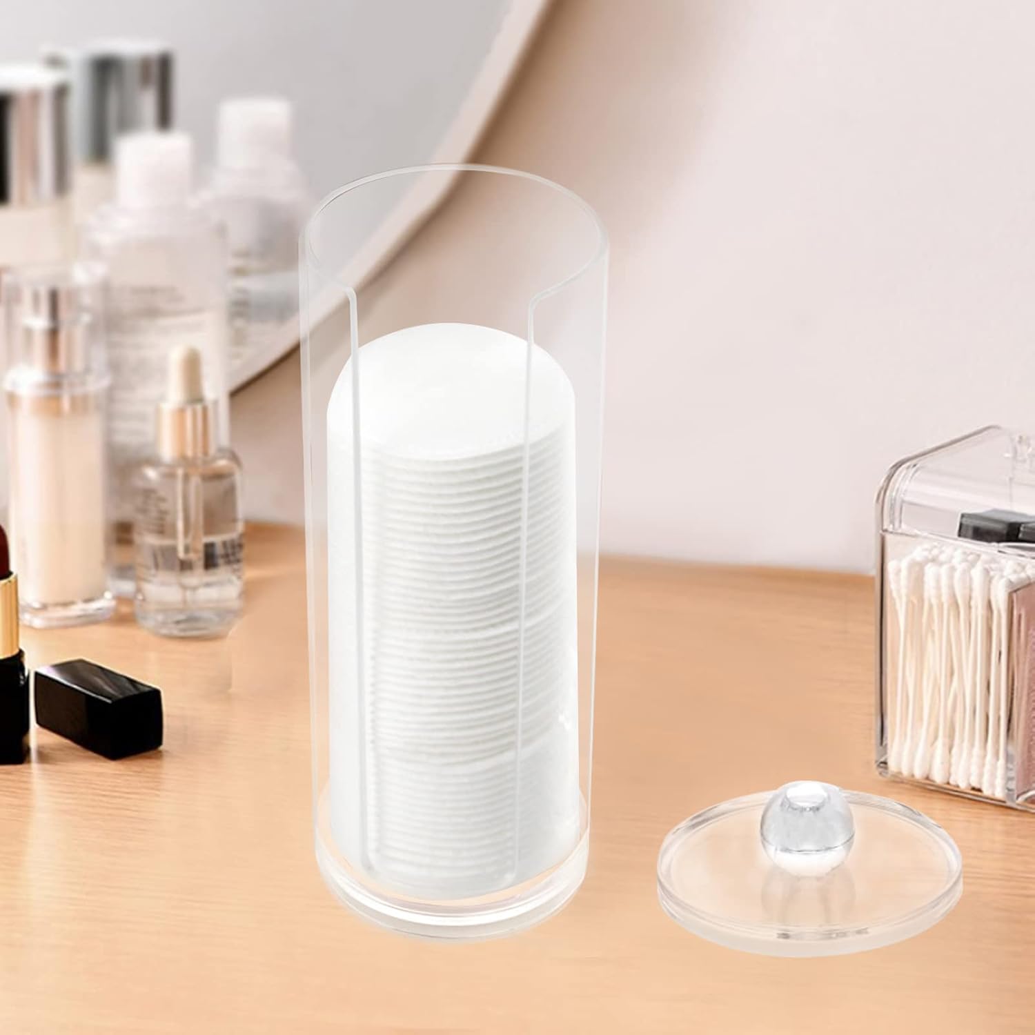 Boveker Acrylic Cotton Rounds Holder with Lid