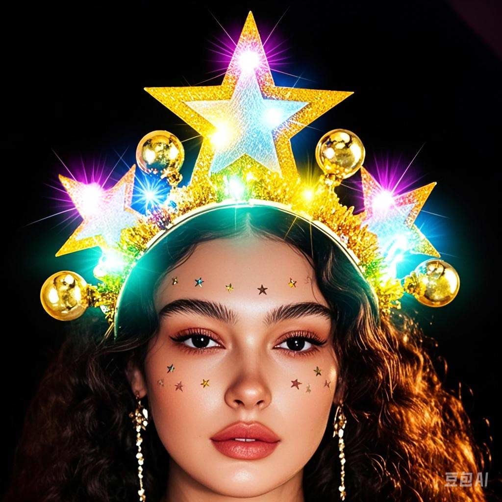 Catery Light Up Star Headband Gold Halo Crown