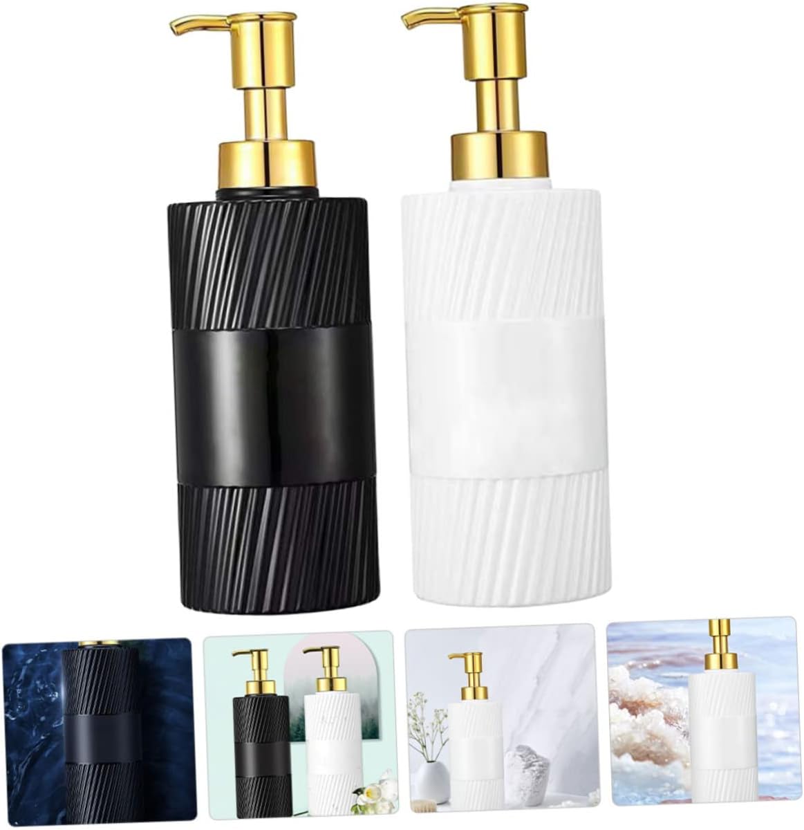GLEAVI 2Pcs Refillable Shampoo Pump Bottles for Shampoo and Lotion
