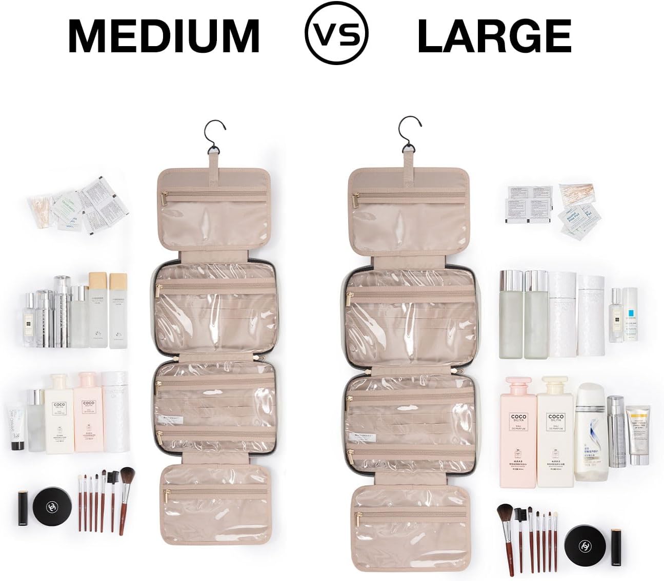 BAGSMART Toiletry Bag with Hanging Hook and 4 Compartments