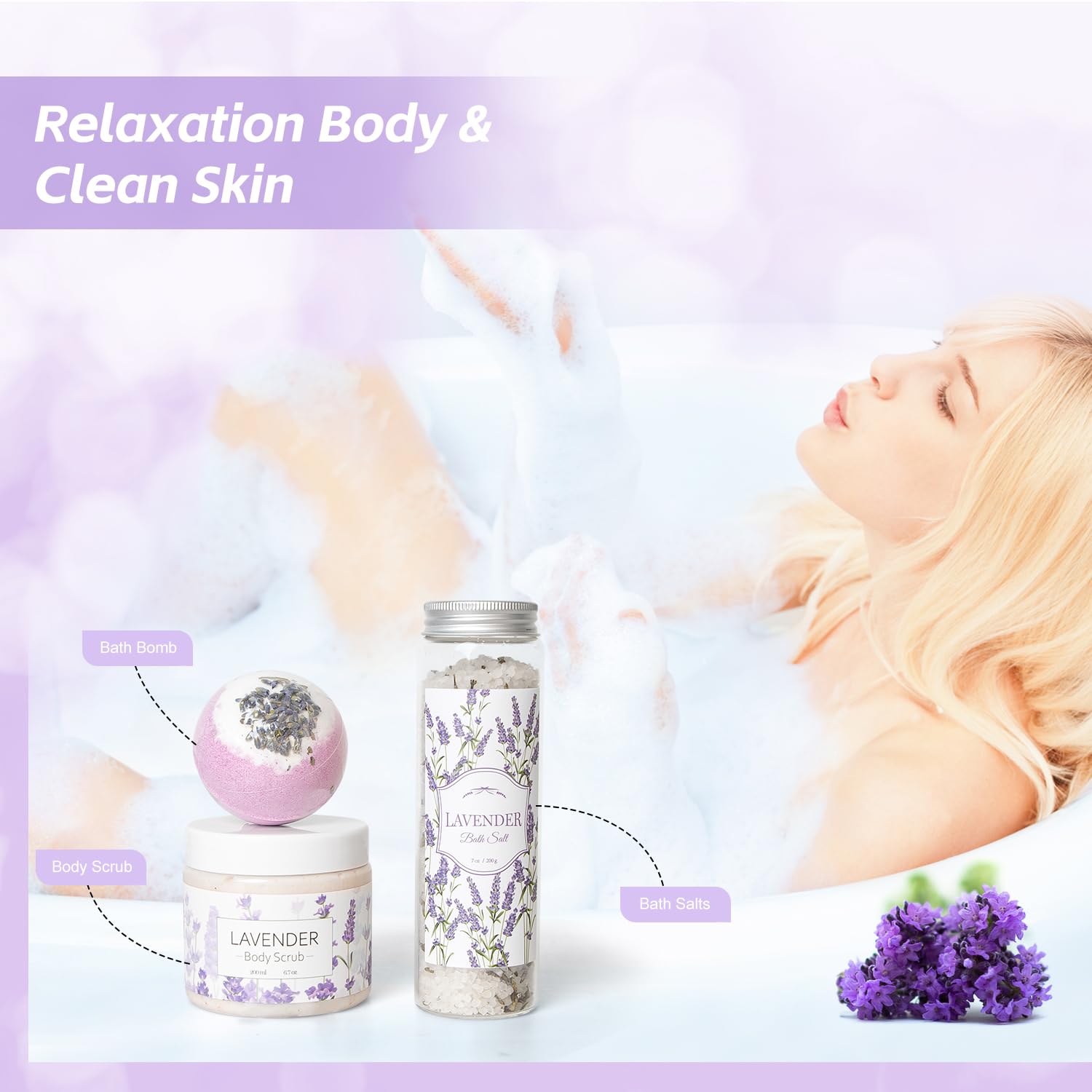 Lavender Spa Gifts Set 11 Pcs for Women Relaxation