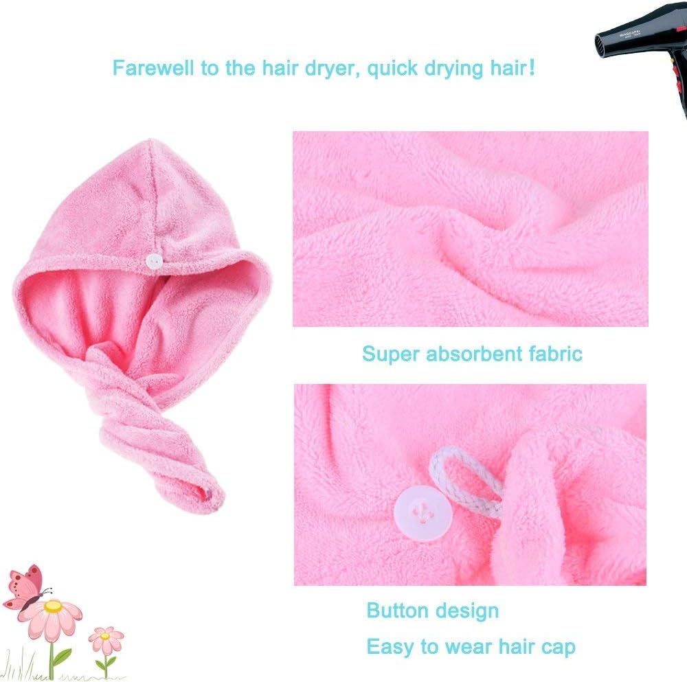 ADOGO Microfiber Hair Towel 2-Pack - Pink Purple