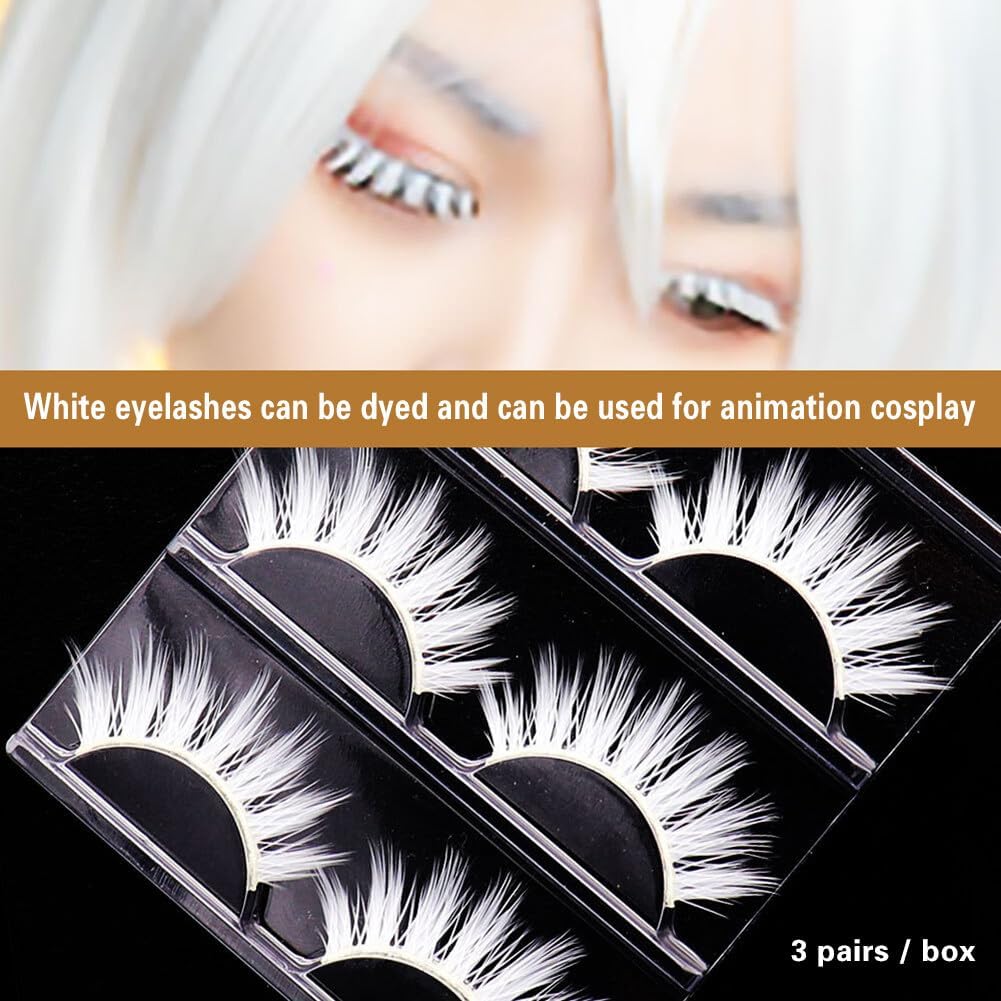 ikasus Halloween White False Eyelashes - Natural Long and Reusable