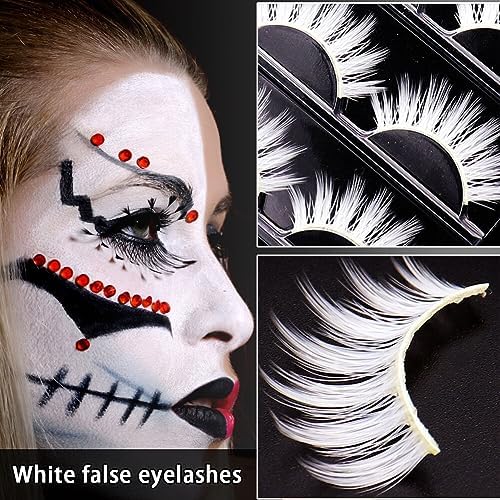 ikasus Halloween White False Eyelashes - Natural Long and Reusable
