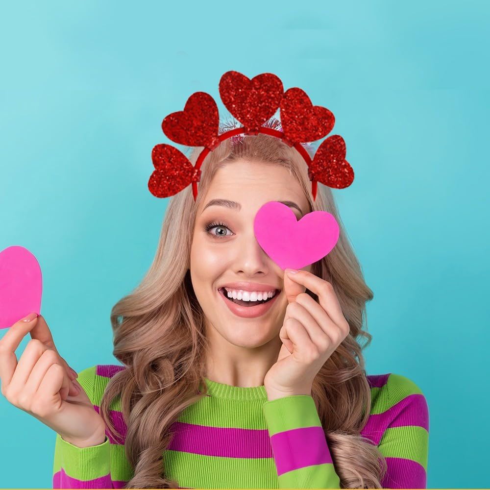 Glitter Heart Headband Sunglasses Set for Valentines Day