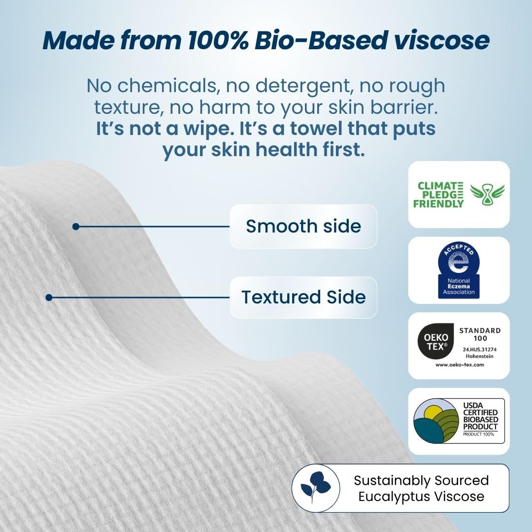 Clean Skin Club XL Face Towels 100 Biobased 50 Ct