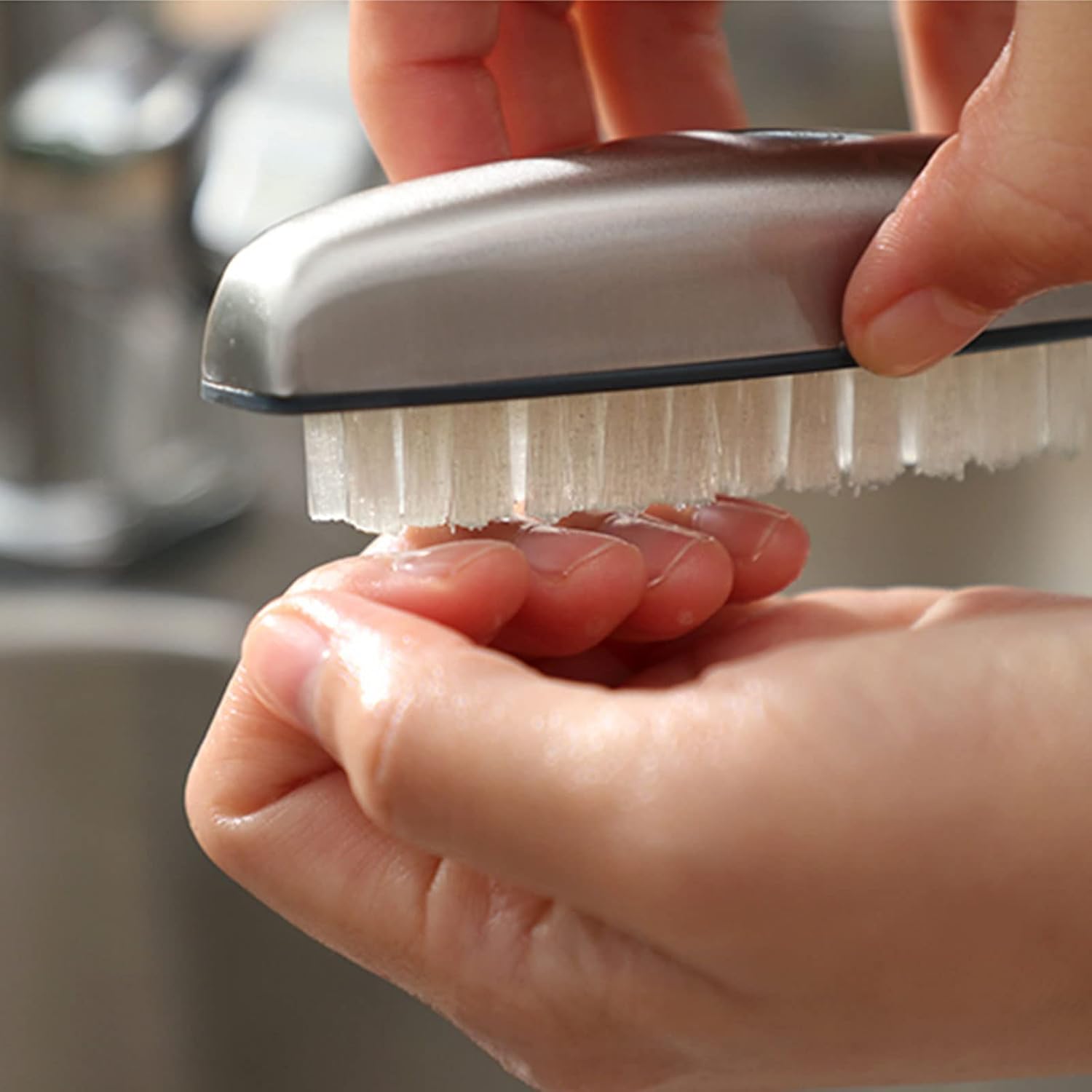 2 Pieces Stainless Steel Nail Brush for Cleaning and Scrubbing